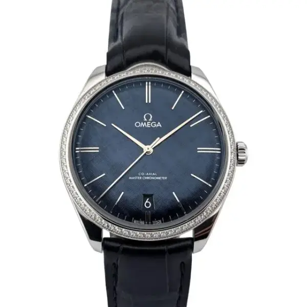 Omega De Ville Trésor Blue Dial Diamond Bezel